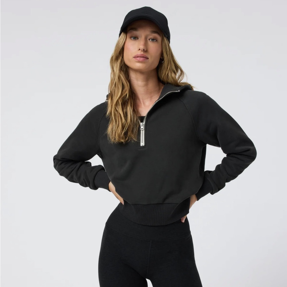 Black Quarter-Zip Women's Sweatshirt